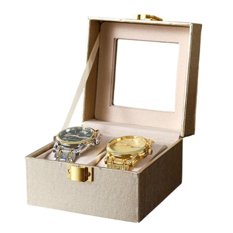 

Elegant Dustproof Timepiece Watch Storage Case Transparent Lid Multiple Color Suitable For Home Accessories Organization золотий