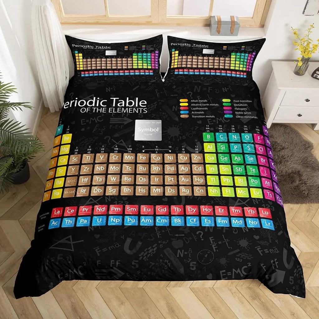 Periodic Table Of Elements Duvet Cover Twin Queen Science Theme Bedding Set For Chemistry Lovers Teens Kids Back To School Gifts