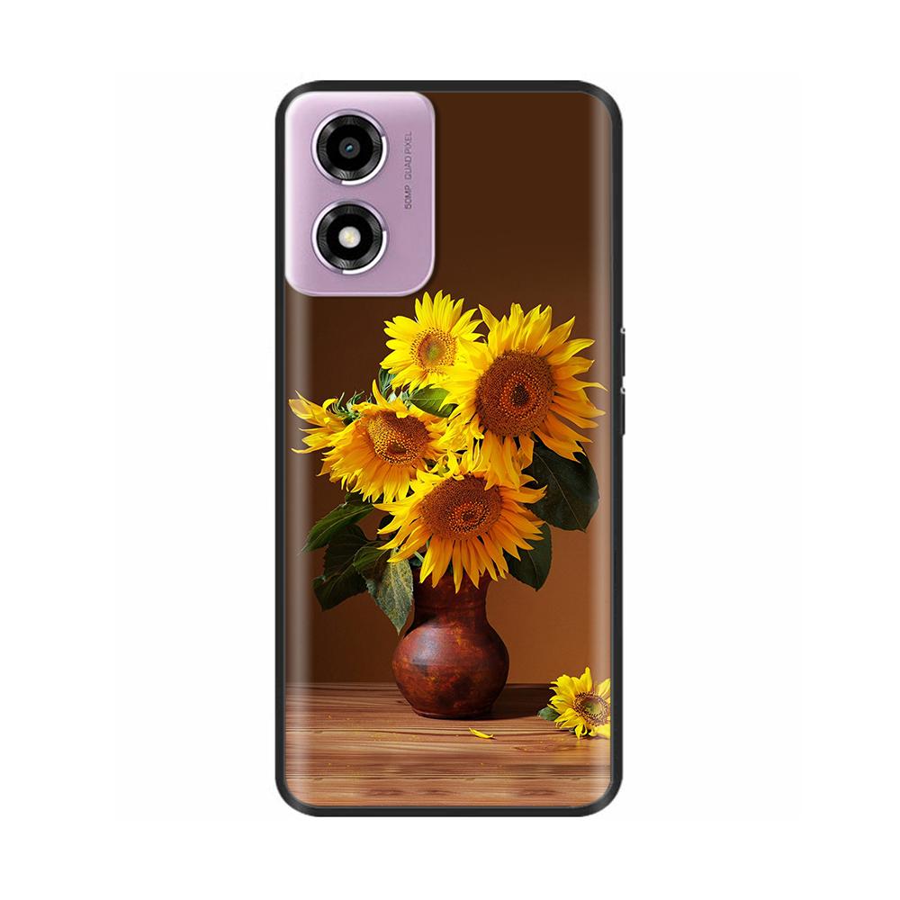 Für Motorola Moto E14 Hülle Niedliche Bemalte Weiche Schwarze Silikonhülle 6,56'' Stoßfeste Handyhülle Für Motorola E14 E 14 MotoE14 Taschen