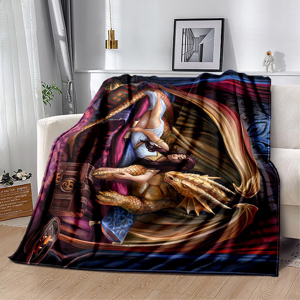Gothic Style Blanket Soft Warm Cozy Perfect for Seaside Office Chair Four Seasons Universal Playful Design Best Holiday Gift for Friends Family