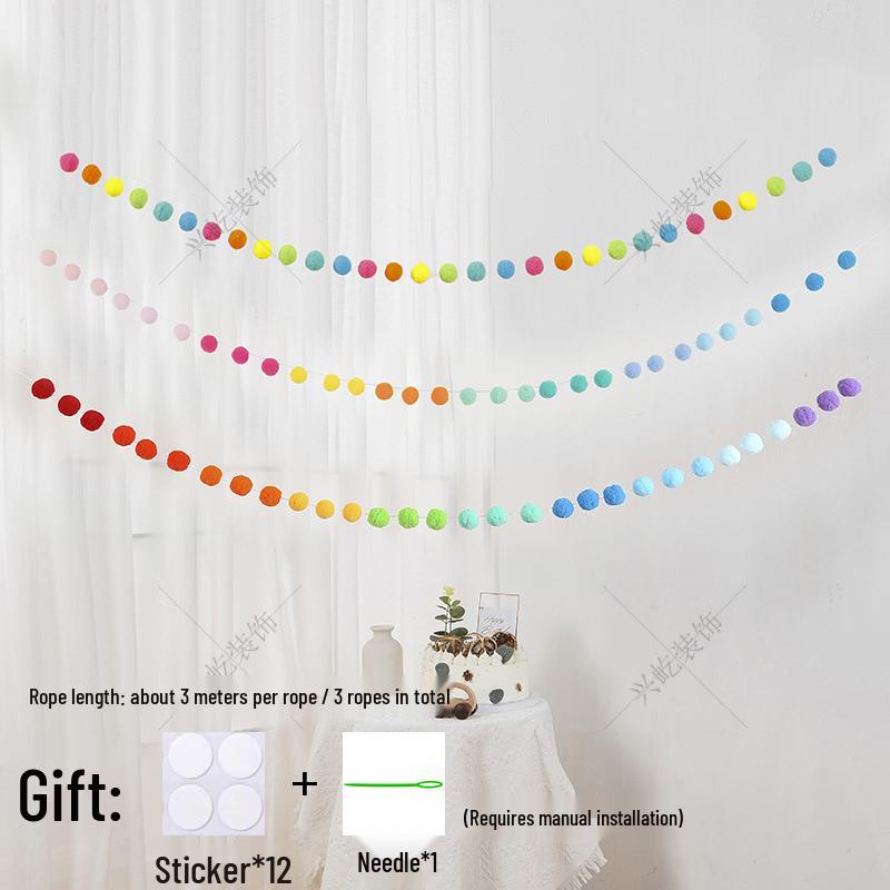 Children’s Room Pompon Bunting Decoration - Birthday Party Tent Backdrop Ornament