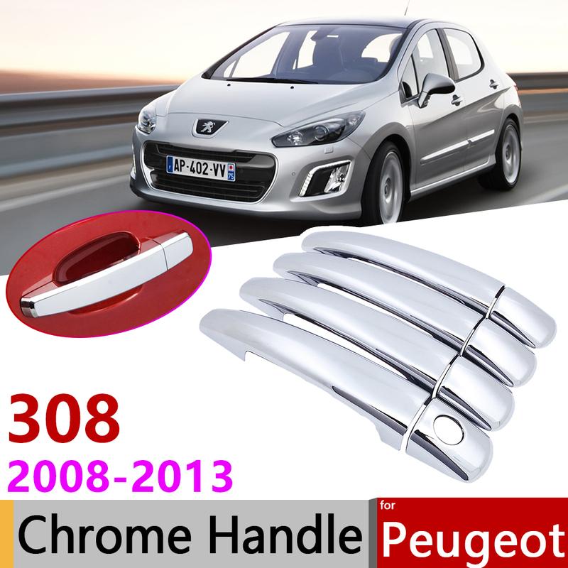 for Peugeot 308 sw cc RCZ 2008~2013 Chrome Door Handle Cover Car Accessories Stickers Trim Set 2009 2010 2011 2012