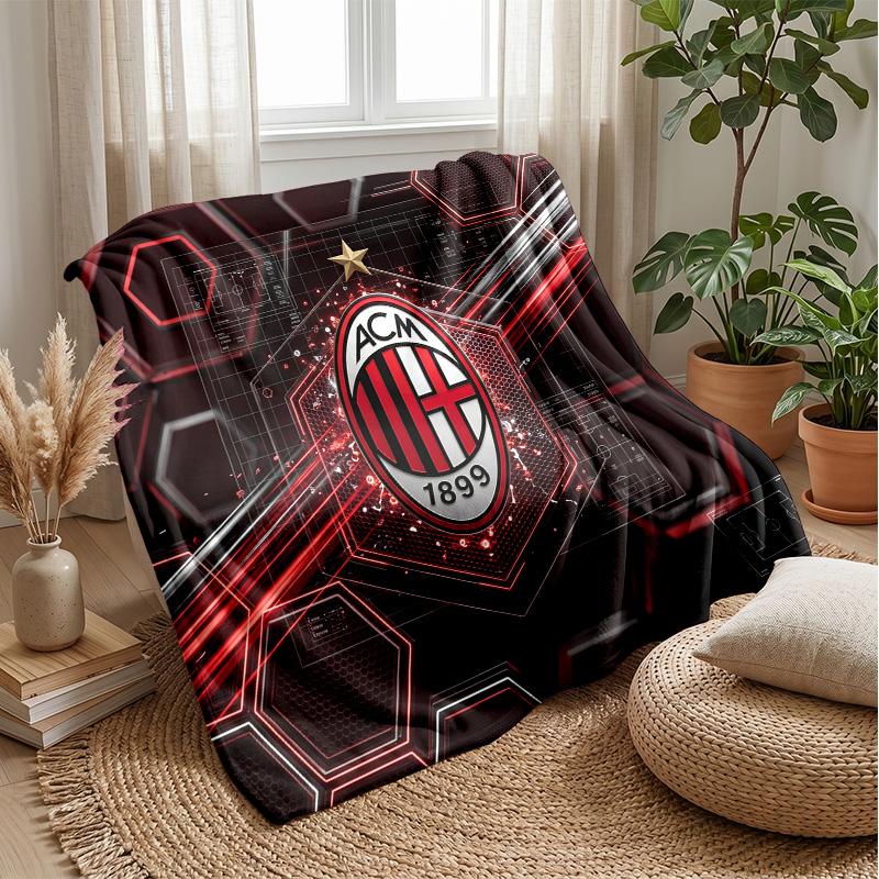 AC Milan Theme Blanket Soft Flannel Blanket Plush Throw Blanket Cozy Sofa Bed Blanket for Home Decor