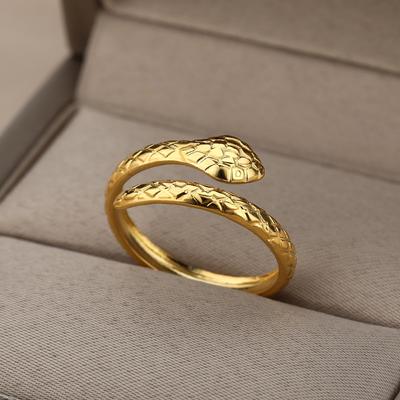Retro Snake Rings For Women Stainless Steel Gold Silver Color Finger Ring Vintage Gothic Female Aesthetic Jewelry Anillos Mujer