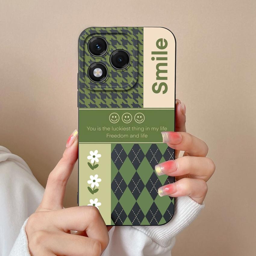 Phone Case For Huawei Honor 400 Lite X9c X6b X7c X60 X5b X8 X8c Pretty Plum Blossom Checkered Pattern Soft Silicone Shockproof Shell For Huawei Covers