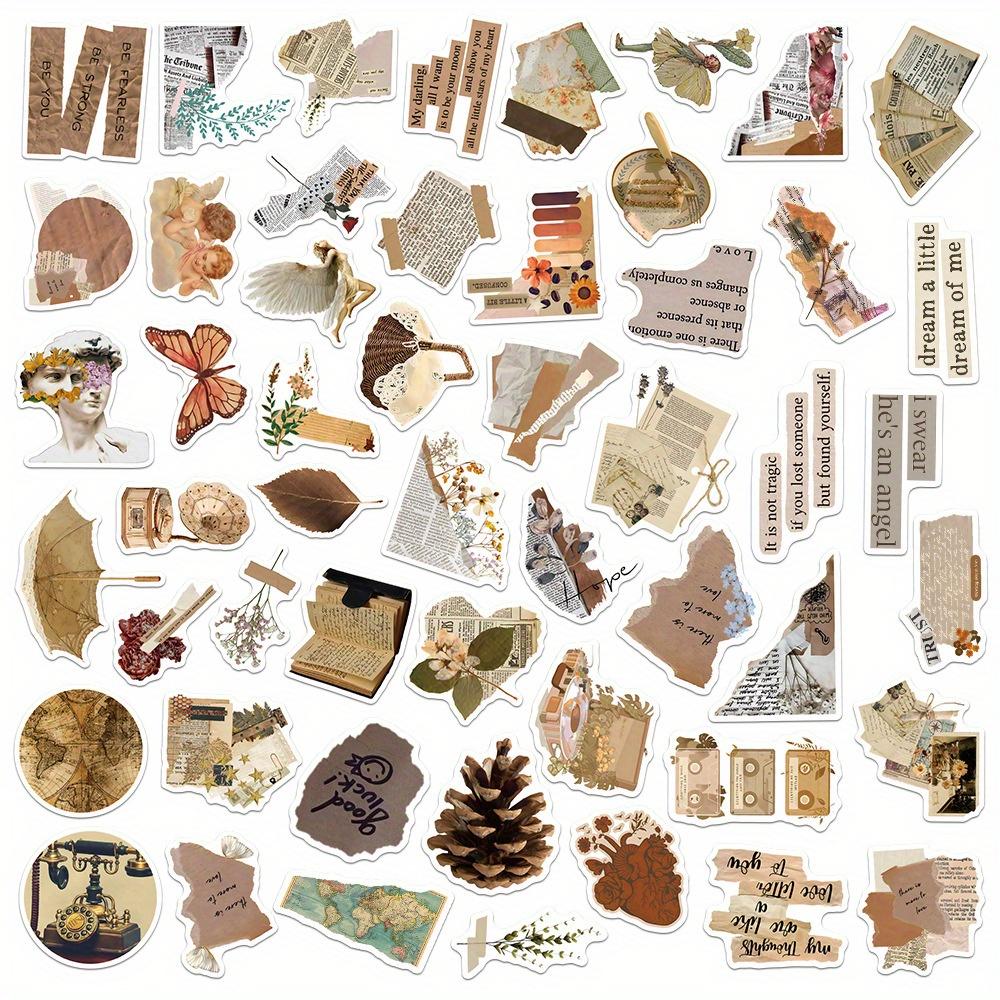 

52 шт. Винтажные художественные наклейки, материал ПВХ, декоративные наклейки для скрапбукинга, журналов, чехлов для телефонов, ноутбуков, багажа, креативные наклейки 52pcs