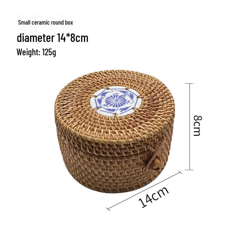 Vietnamese Woven Rattan Snack & Game Storage Basket with Lid