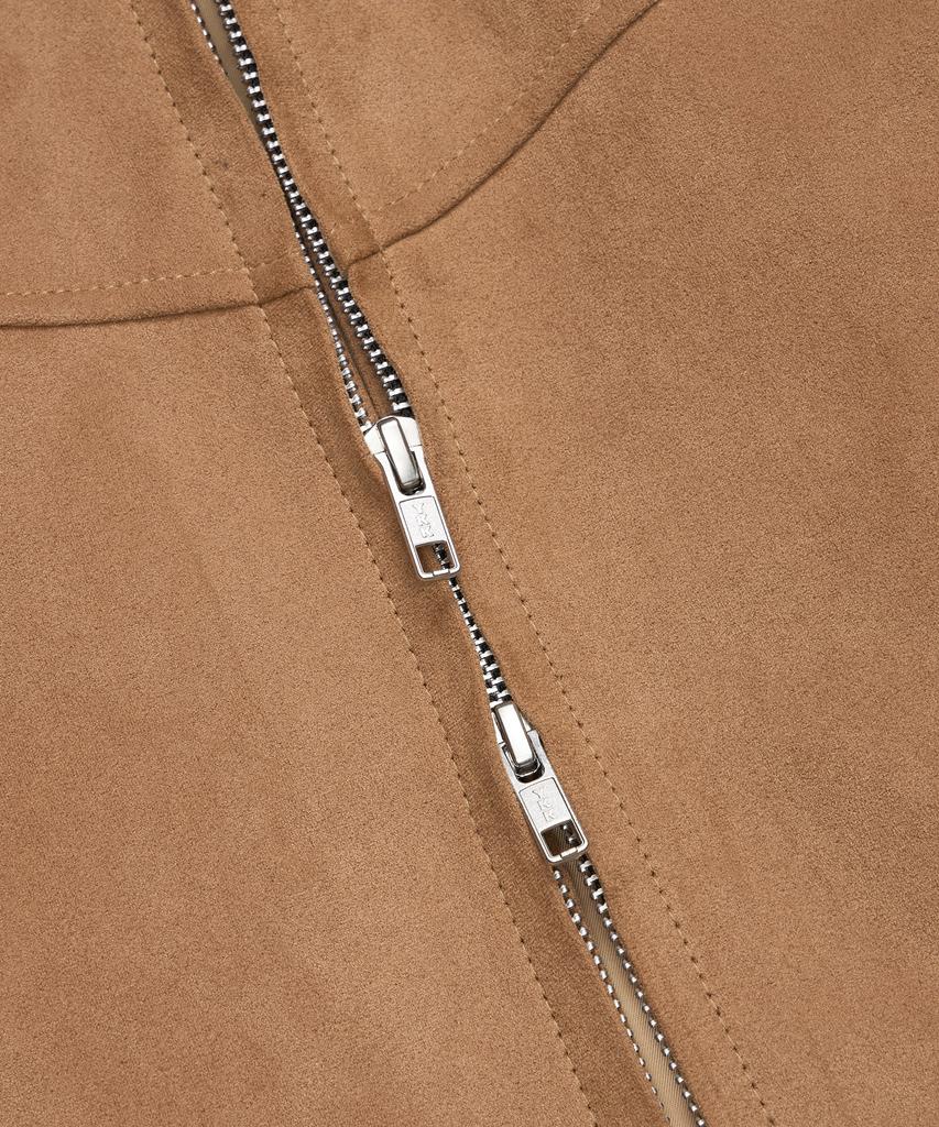 Sperone Mandarin Collar Curved Suede Blouson (Camel)