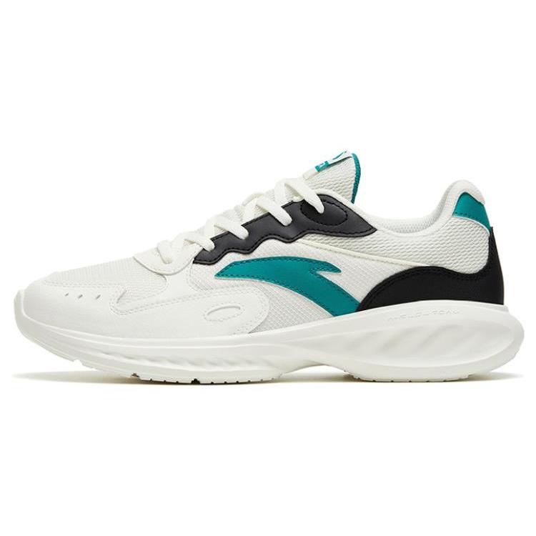 New Anta Cushioned Slip Resistant Abrasion Resistant Low Top Running Shoes Men's White Green Black 912325571-2