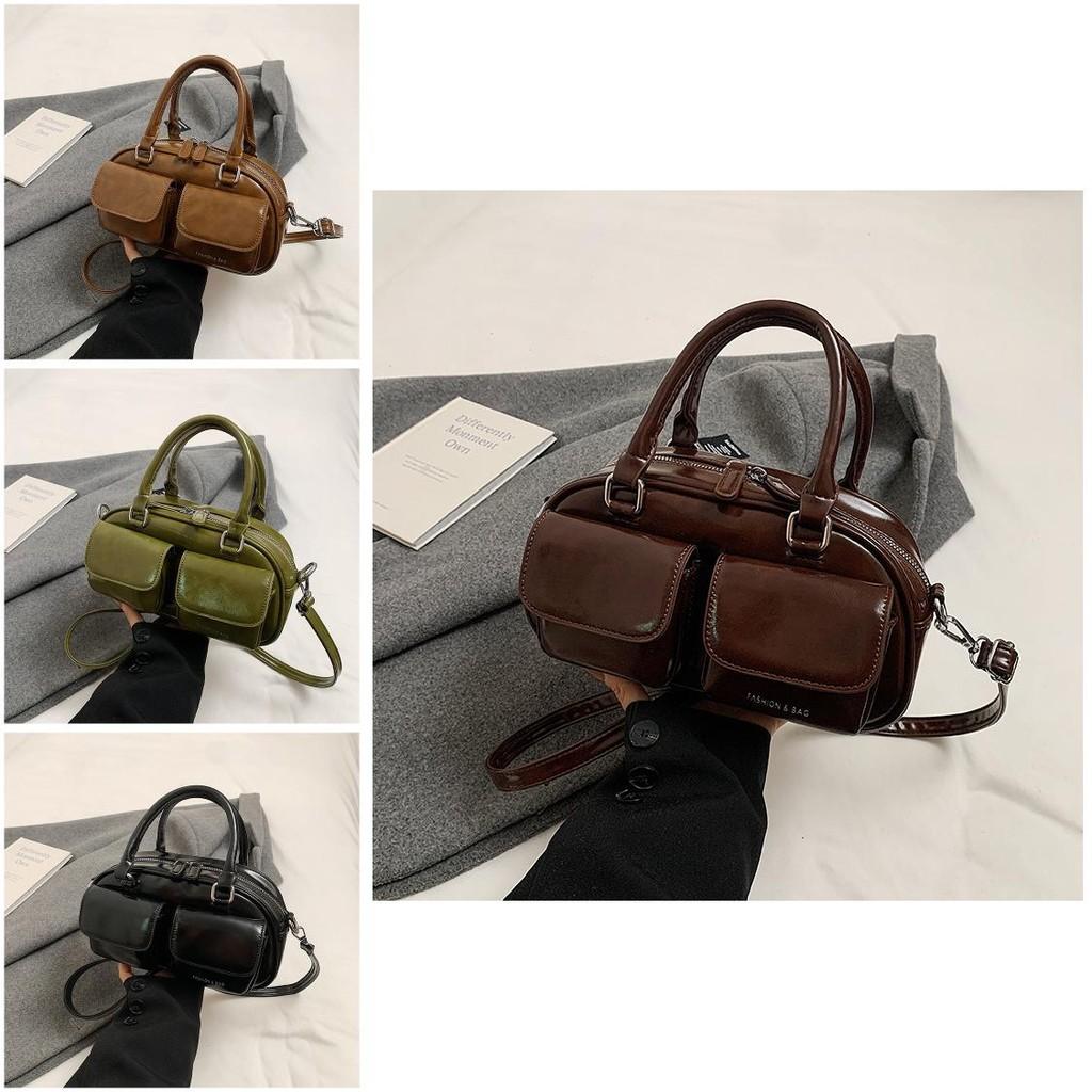 Brown Trendy Pu Bowling Bag For Women Versatile Crossbody Purse Perfect For Use Everyday