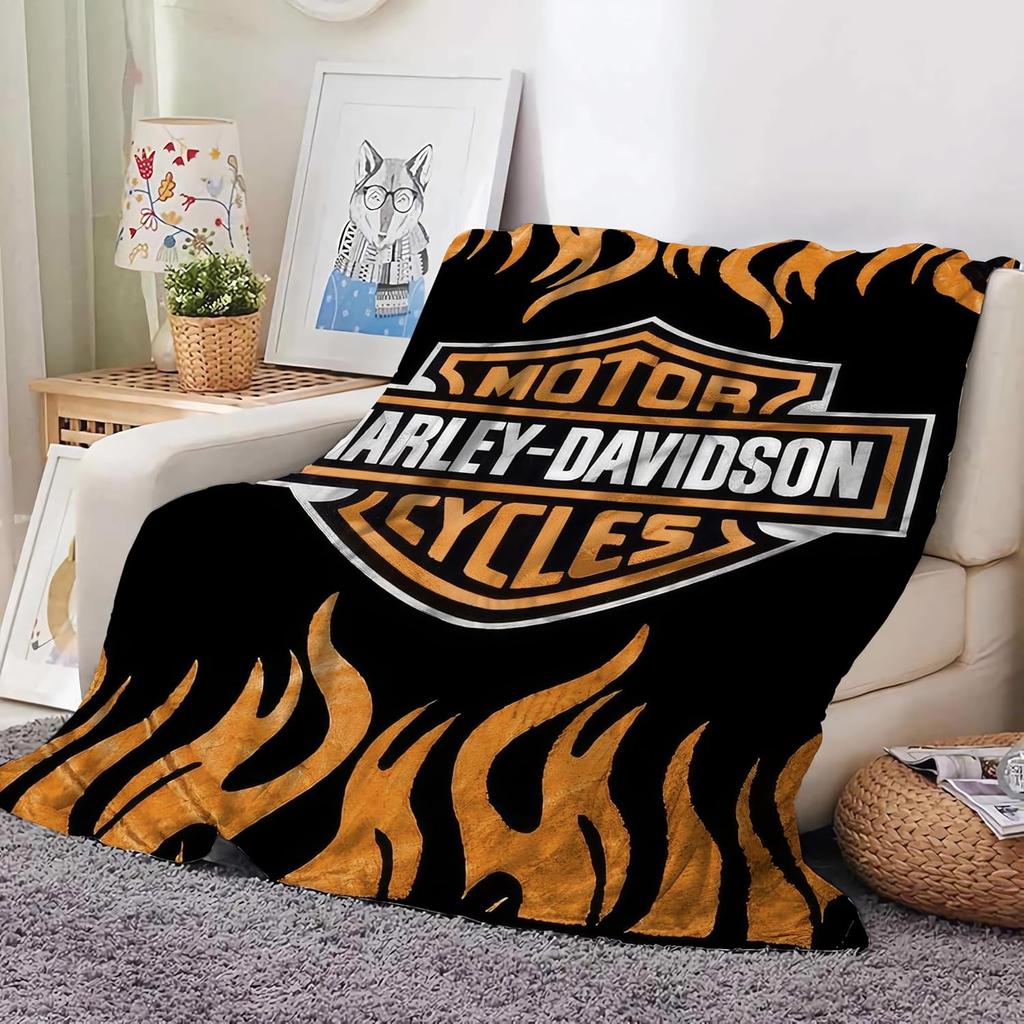 Harleys Blanket Motorcycle Blanket Super Soft Flannel Fleece Throw Blankets for Bed Sofa and Couch Cool Motorcycle Gifts for Men(50""x60""), Black