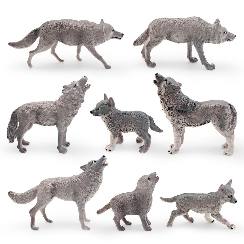Gray Wolf Figurine Pvc Kids Toy With Roaring Pose For Animal Learning And Play