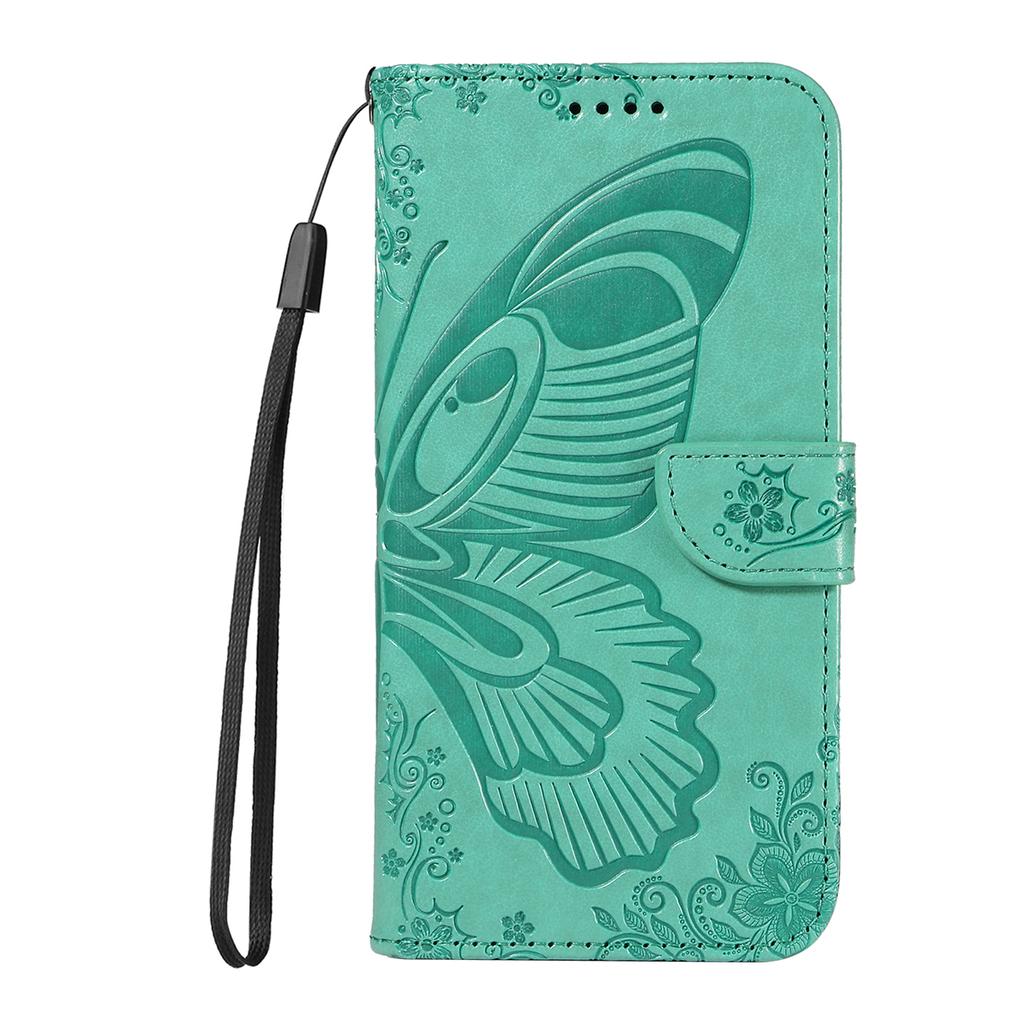 For Motorola Moto G56 5G Case Butterfly Pattern PU Leather Folio Flip Phone Cover - Green