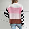 Contrast Color Striped Women's Sweater Autumn And Winter New Style Pullover Round Neck Casual Fashion Sweater