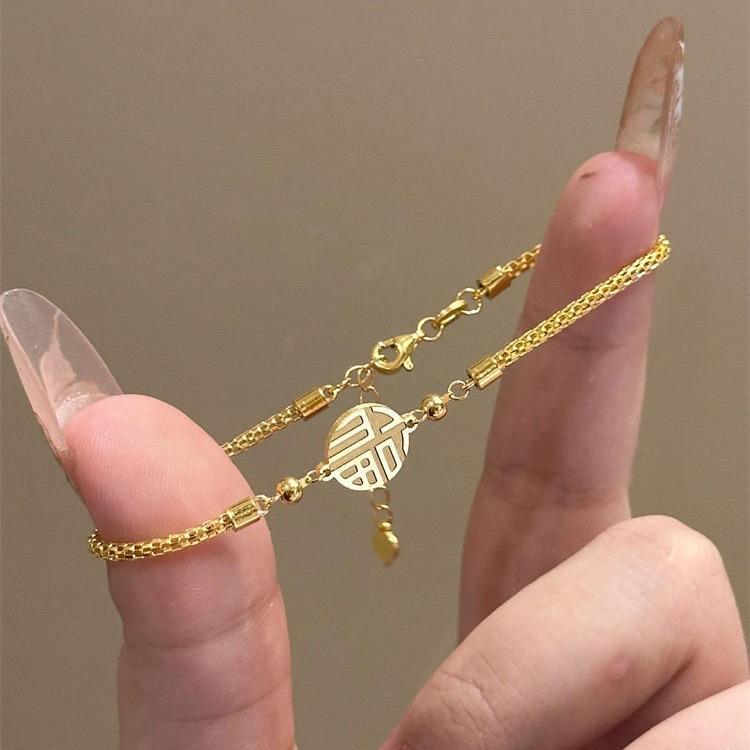 New Chinese-style Color Blessing Bracelet Women's Light Luxury Niche Design High-end Sense Versatile New Lucky Hand Jewelry