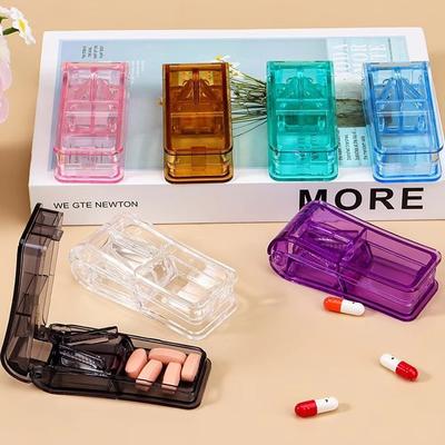 Portable 2-in-1 Medicine Cutter Mini Multifunctional Pill Cutter Box Easy To Use Medicine Storage Box Carrying Medicine