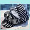 Nautical Striped Sailor Hat With Wide Brim Sun Protection For Summer Beach Style