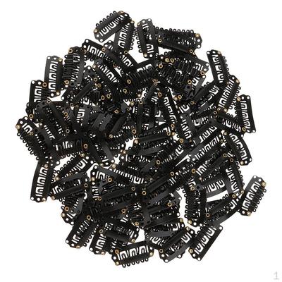 Pack of 100 Premium Hair Weft Clips - Elegant Ebony Design