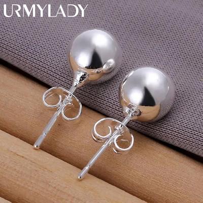 Fashion 8mm Beads Popular Product Women Charm 925 Sterling Silver Wedding Earring Stud Jewelry