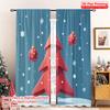 2pcs 2D Flat Printing Merry Christmas Window Drapes Red Christmas Tree Baubles Polyester Without Electricity Birthday Party for