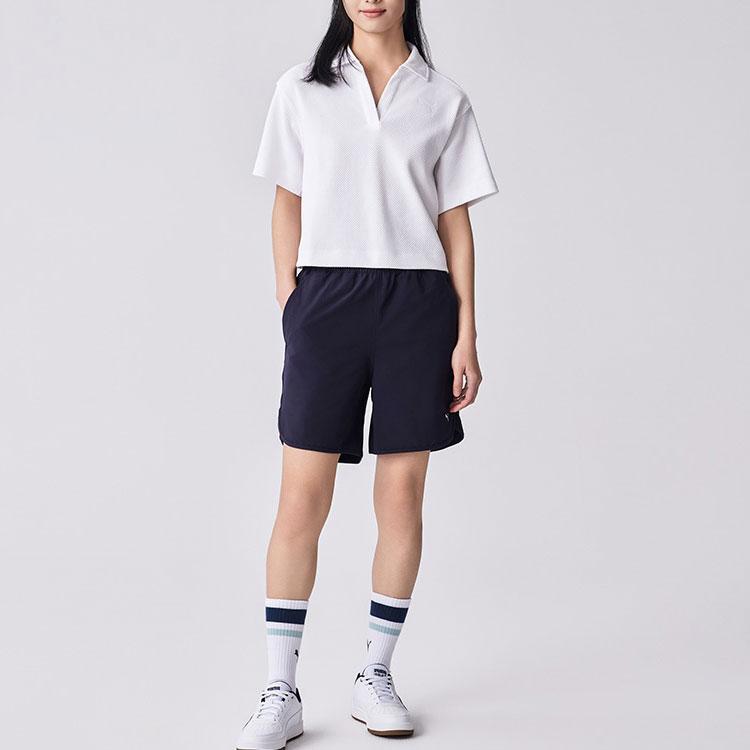 Puma Solid Color Brand Logo Comfortable Casual Short Sleeve Polo Shirt Women tops White 676651-02