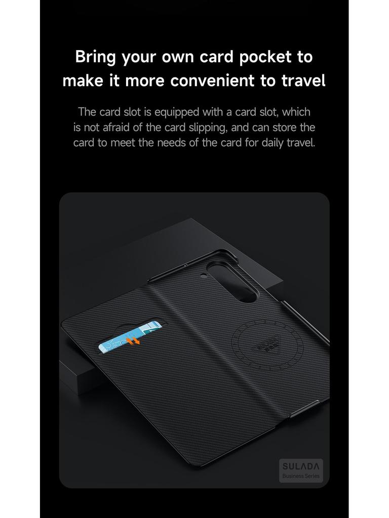 Magnetische Flip Smart Leather Hülle mit Kartenfach & Kevlar-Textur für Samsung Z Fold7/W26 (6/5/4)