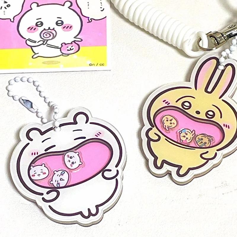 Japanese Anime Chiikawa Hachiware Usagi Mini Cute Acrylic Keychain Cartoon Animal Keyring Shake Toys Creative Rocking Pendant