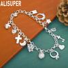 925 Sterling Silver Fashion Element Side Chain Exquisite Bracelet Gift Jewelry