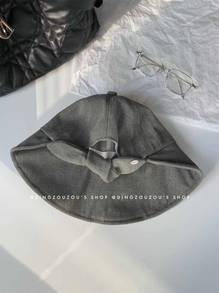 Breathable Cotton And Linen Sunscreen Fisherman'S Hat Children'S Summer Versatile Sun Hat Bow Shows Washbasin Hat Tide