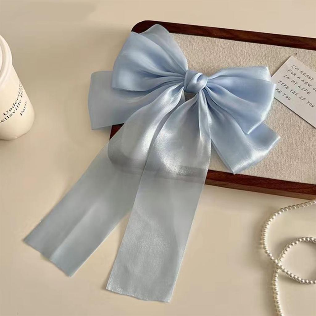 Sweet Organza Bow Hair Clips for Girls Blue Pink Bowknot Hairgrips Ribbon Bow Barrette Hairpin Grip Ponytail Clip Headwear