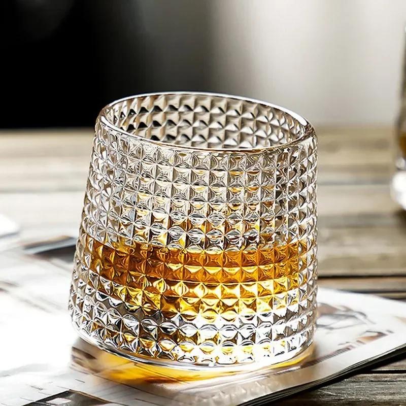 Bicchieri da Whiskey da 160ML Bicchiere da Whisky Rotante 360 Gradi Rotazione Bicchiere da Rum in Cristallo per Festa Cocktail Bicchiere da Bevuta