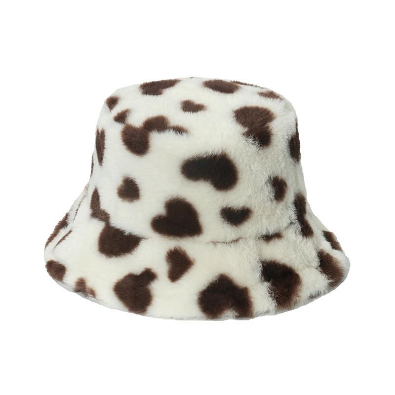 New Arrival Winter Fashion Plush Bucket Hat Warm Hat Heart Ecg Wave Fisherman Hat Men Women Black