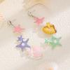 Colorful Ocean Theme Starfish Shell Drop Earrings Asymmetric Summer Beach Dangle Earrings for Women