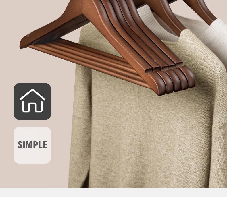 Solid Wood Non-Slip Clothes Hanger for Home, Hotels, and Stores