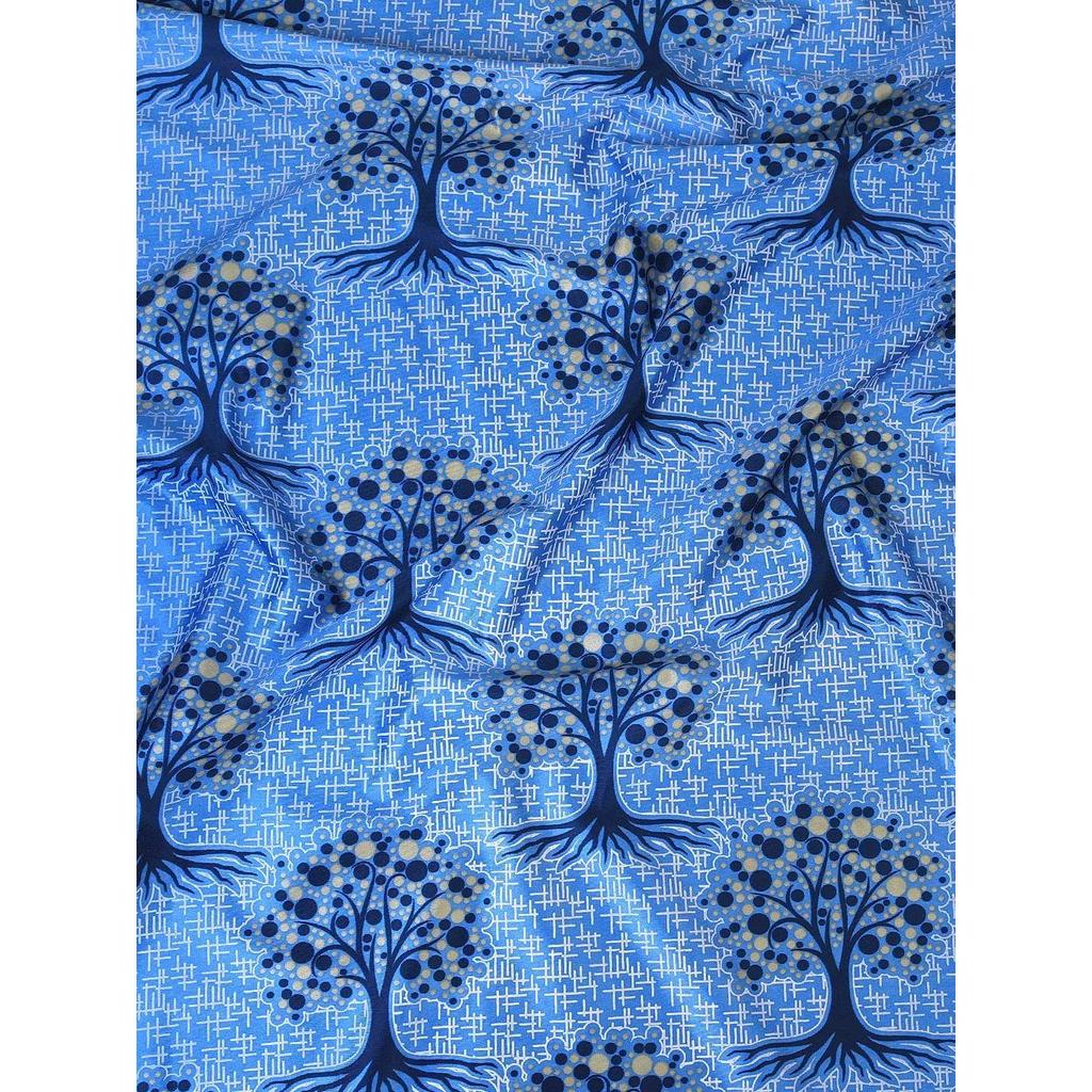 2 Piece Floral Design Panel Eyelet Polyester Long Door Curtain -  Blue