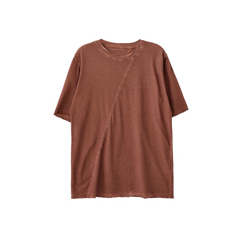 Summer Retro Cotton Skin-Friendly Distressed T-Shirt Medium