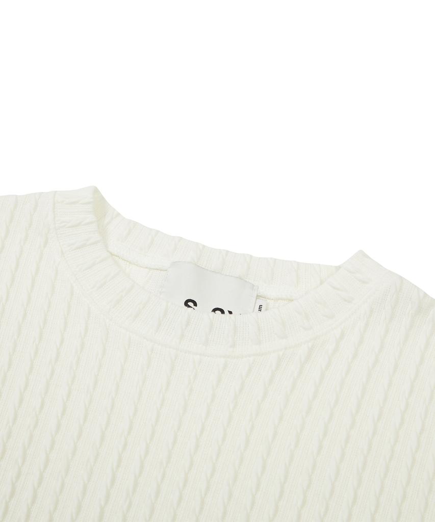 SSY Jacquard Knit Short Sleeve T-Shirt Ivory