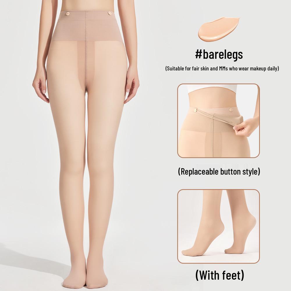 Bonas Women's Plus Velvet Thick Nude Stockings - Autumn/Winter Double Layer Skin Tone Pantyhose