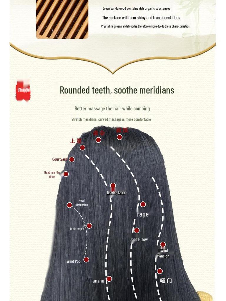 Horn 28-Pin Massage Comb for Meridian Therapy & Shampoo