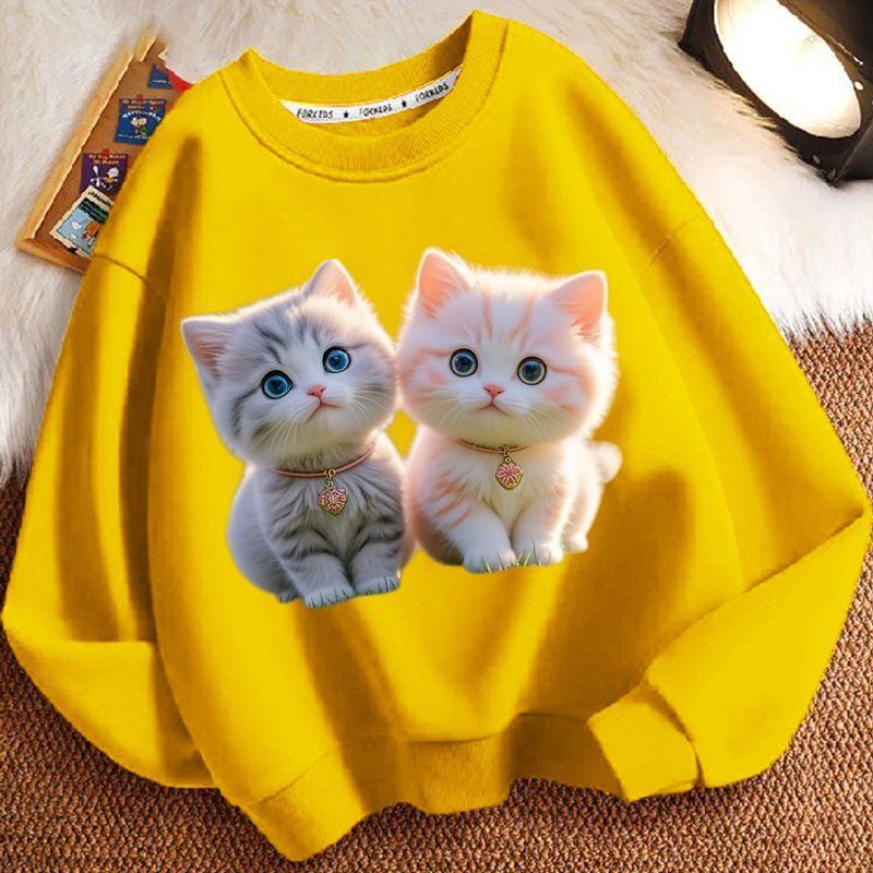 Cute Little Cat Hoodie for Children, Long-sleeved Loose Coat for Boys and Girls in Spring and Autumn