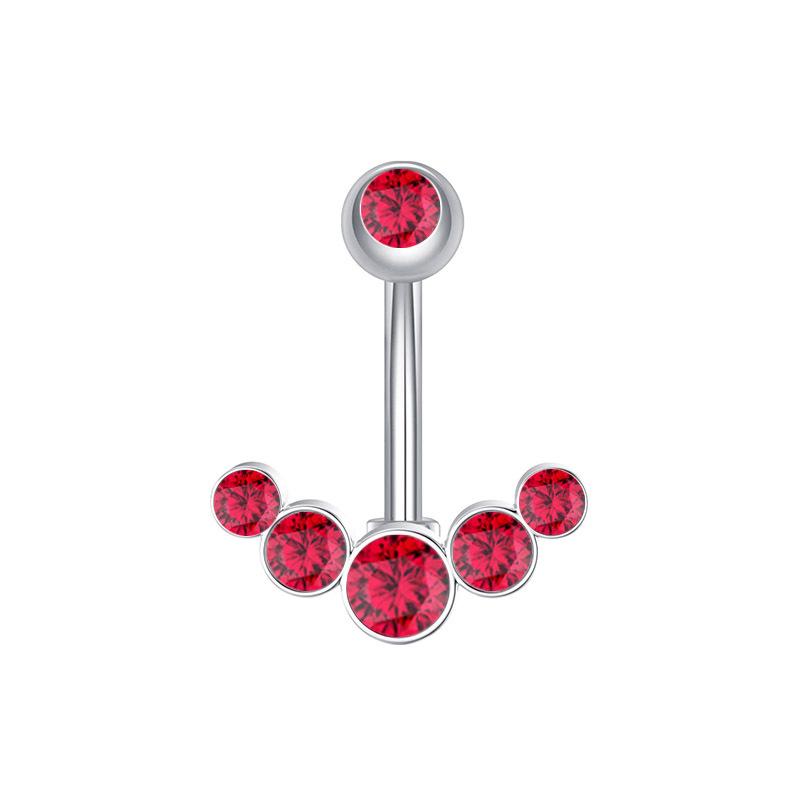 Stainless Steel Inlaid Diamond Navel Ring 5 Diamond Navel Nails Inverted Navel Buckle Puncture Jewelry