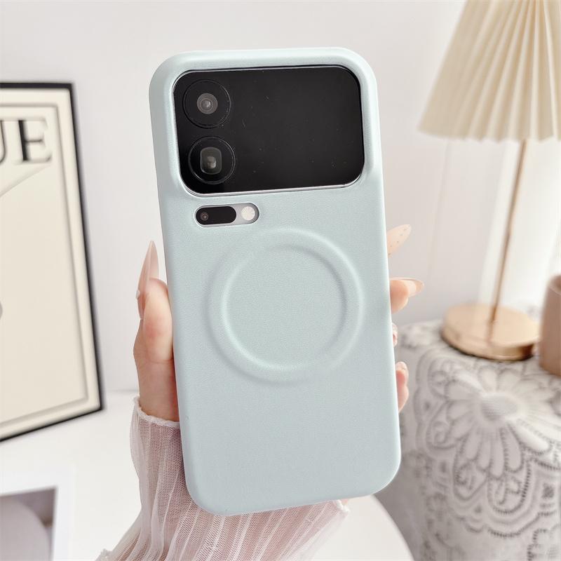 

Simple Half Package Matte PU Leather Magnetic For Magsafe Case For Xiaomi Mi 15 Ultra 17 Pro Max Shockproof TPU Proteciton Cover Xiaomi 15 Pro синий