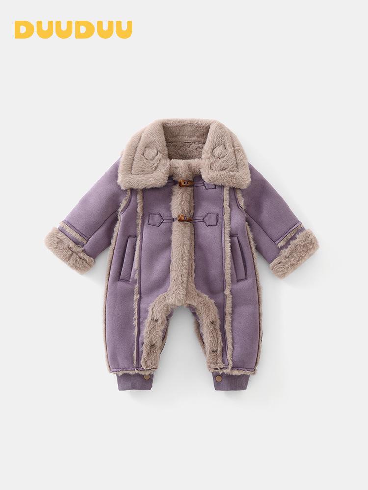 DUUDUU Winter Cotton Rompers for Newborns & Infants, Fleece-Lined, Class A, Thick Jumpsuits