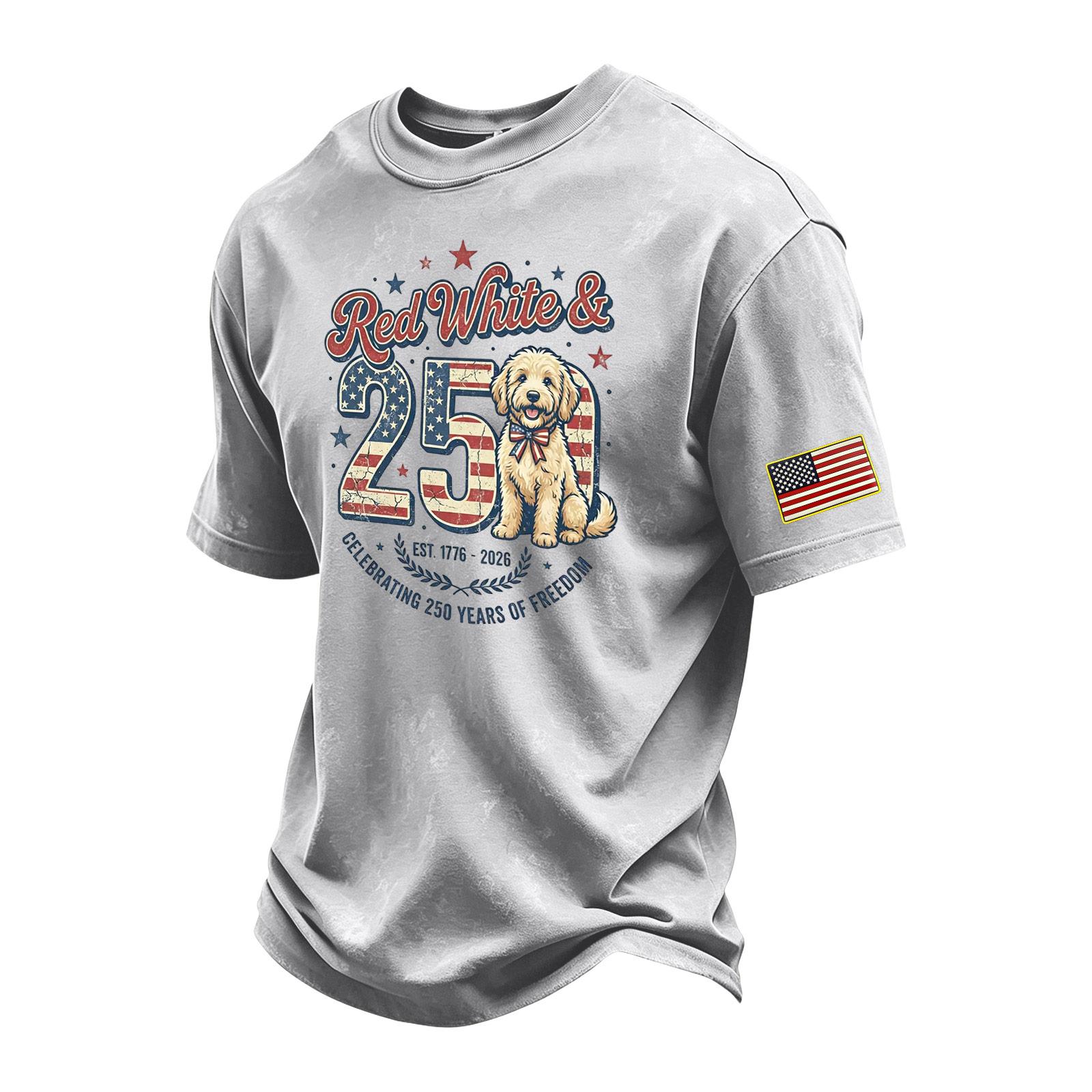 

Men s Vintage Washed Short Sleeve Crew Neck T Shirt with Independence Day Print and Sleeve Patch Soft Cotton Fabric Casual Fit M