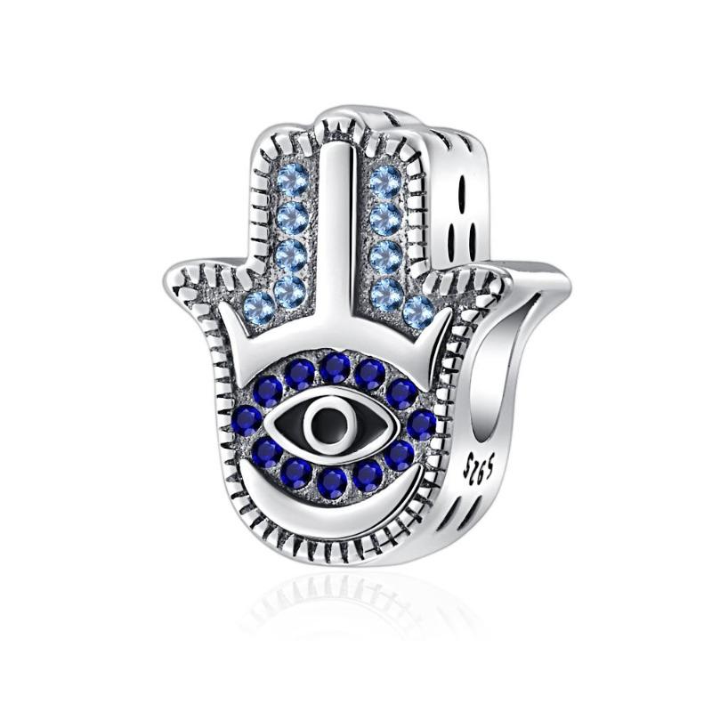 Brandneuer Kupfer Griechisches Auge Teufelsauge Anhänger Mit Holzkohleperlen Passend Für Original Armband DIY Damenschmuck