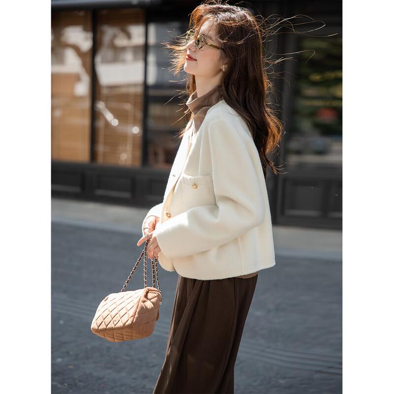 Women's Stylish Long-Sleeve Short Wool Coat