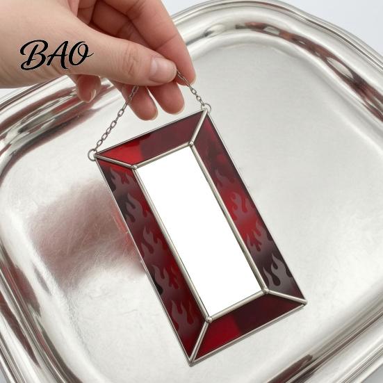 Holiday Commemorative Keepsake Acrylic Photo Frame Light Catcher, Retro Stained Glass Style Hanging Home Soft Furnishing Decor Display with