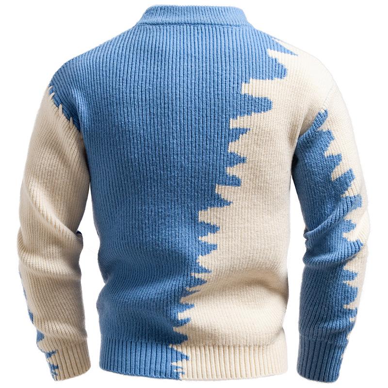 2025 Men's Color Block Knit Sweater: Trendy Loose Korean Style Autumn/Winter Base Layer