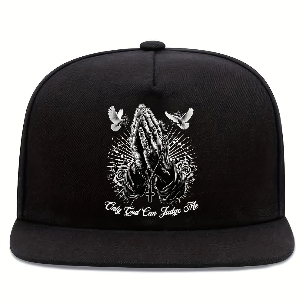 

Praying Hands Only God Can Judge Me Flat Brim Cap Polyester Outdoor Street Fashion Snapback Hat One Size
