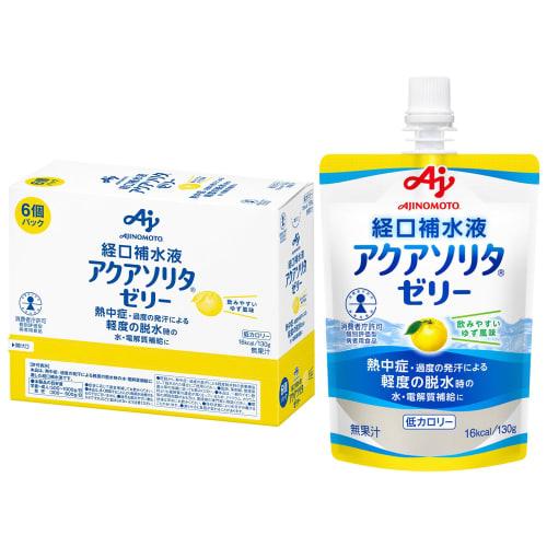 Ajinomoto Aqua Solita Oral Rehydration Solution Jelly, Yuzu Flavor, 130g x 6 Containers, Replenishes Water and Electrolytes